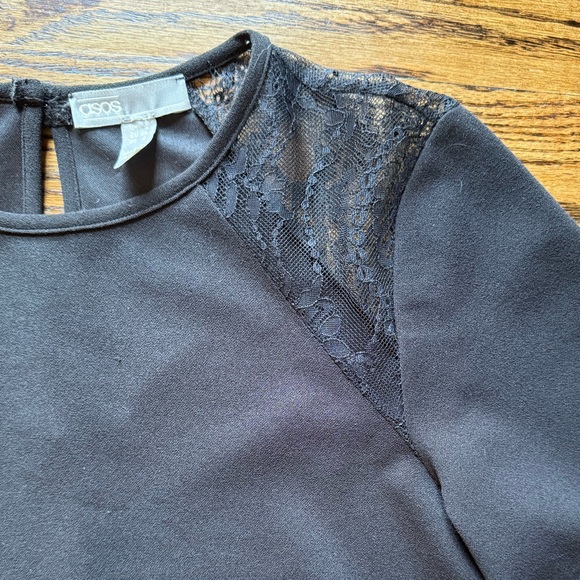 ASOS Lace Insert Black Shift Dress - Picture 6 of 6